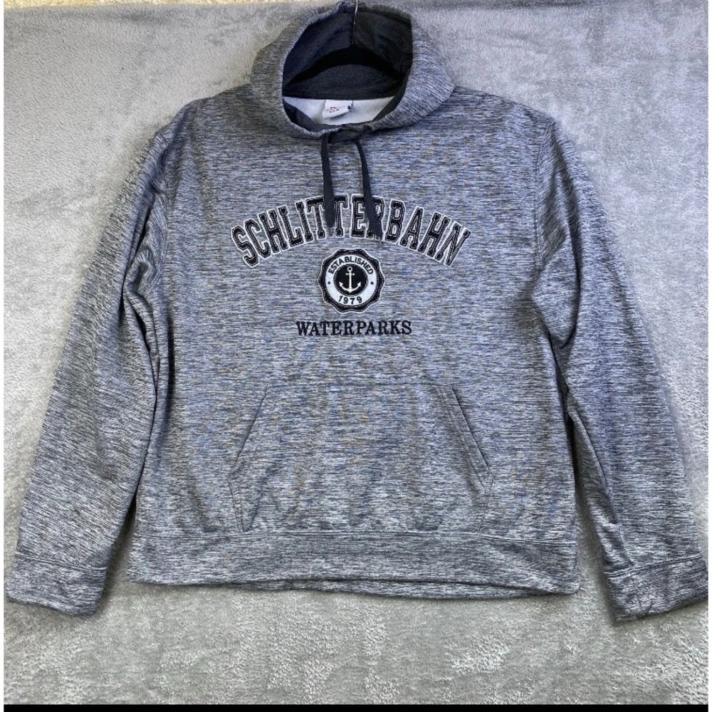 Schlitterbahn Waterparks Sweatshirt Hoodie XXL Mens Heather Gray Fleece Pullover